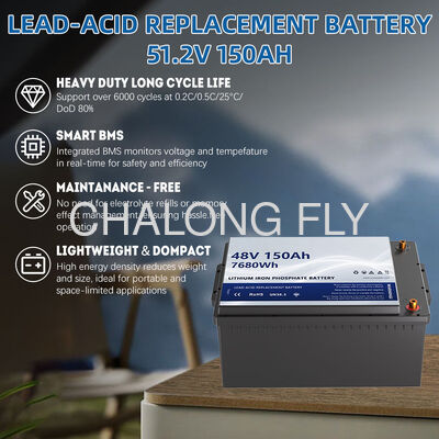 48V 150Ah LiFePO4 Battery Pack with Built-in Management System Electric Marine Boat Yacht Trolling Motor Kayak Accessory