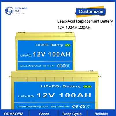 OEM ODM Batteria al litio LiFePO4 sostituzione acido piombo Batteria al litio LiFePO4 12,8V 100AH 200AH ricaricabile per veicoli elettrici