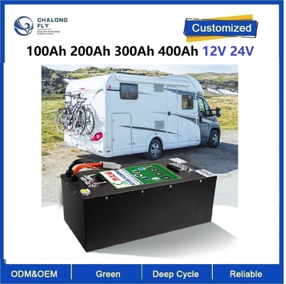 CLF Batteria ricaricabile al litio ferro fosfato LiFePO4 batteria 100Ah 200Ah 300Ah 400Ah 12V 24V per RV Camper barca