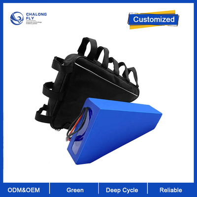CLF all'ingrosso 52V 60V 72V 20Ah 25Ah 30Ah 35Ah Triangolo Batteria agli ioni di litio Batteria a cilindro Ebike Batteria per bicicletta elettrica