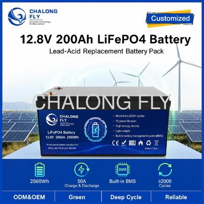 Pacco Batteria LiFePO4 Personalizzato 12.8V 200Ah con BMS per Alimentazione Portatile e Accumulo Solare