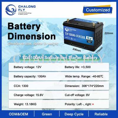 12V batteria di avvio agli ioni di sodio 60Ah100Ah con pulsante di avvio di emergenza e valvola di sollievo della pressione